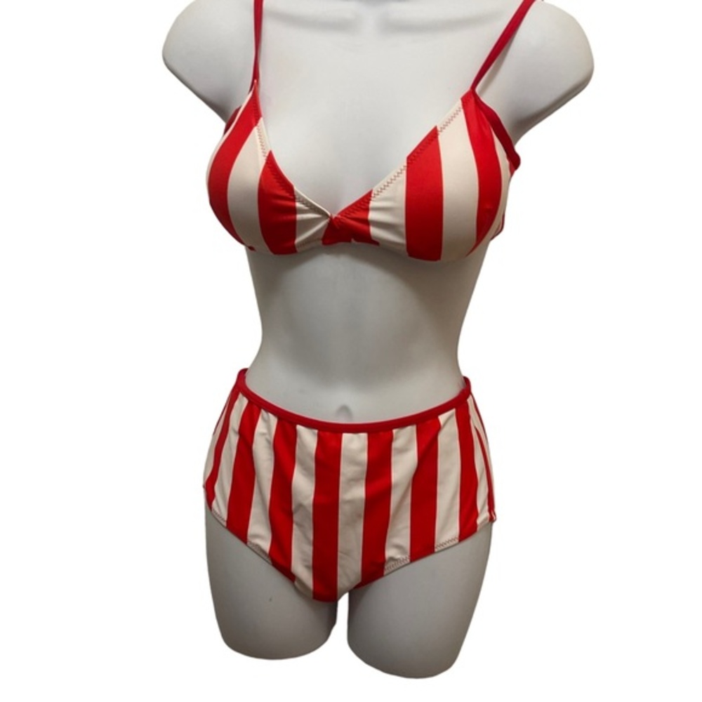 Cocoship Red and White Striped Swimsuit Size 4 NW0T